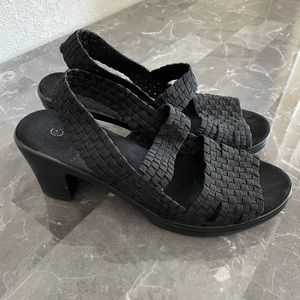 HKR Womens High Heel Stretch Woven Sandal Black Sz 40